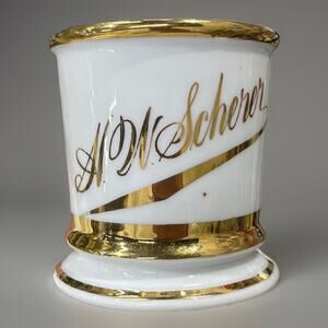 VTG Barbers Supply Personalized Ironstone Shaving Mug Germany A.W. Scherer Cup